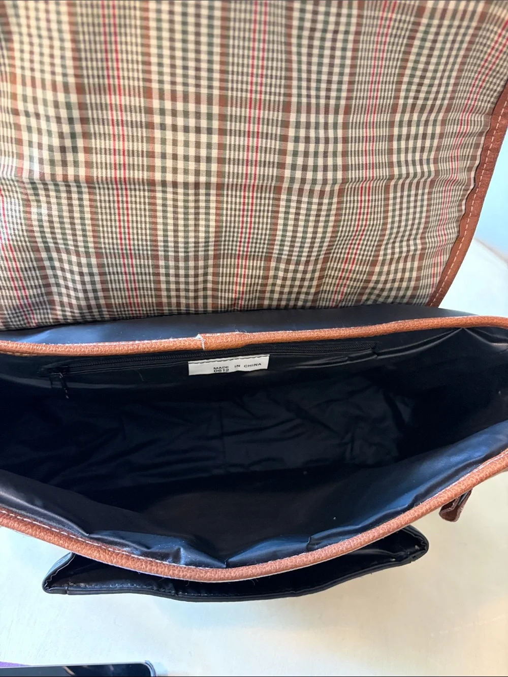 Overland Outfitters Vintage  Black Messenger Bag with Brown Leather Trim